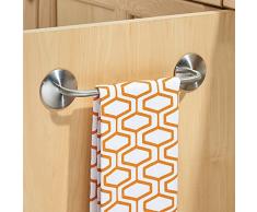 InterDesign AFFIXX - Toallero autoadhesivo c/sistema de pelar y pegar, para cocinas, baños, lavaderos, gabinetes - 28 cm - Acero inoxidable pulido