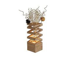 BYDXZ / Moderno, nórdico, jarrón de madera minimalista, lámpara de escritorio LED, luz nocturna LED con diseño ahuecado, jarrón de roble blanco como cuerpo de lámpara y flor seca natural para el dormi