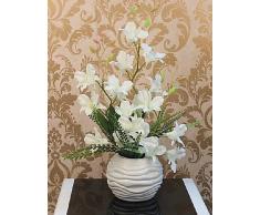 Alta calidad de 18"H Blanco Orquídea púrpura arreglo con la bola , jarrón blanco puro