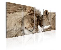 murando - Cuadro en Lienzo León 200x80 cm Impresión de 5 Piezas Material Tejido no Tejido Impresión Artística Imagen Gráfica Decoracion de Pared Naturaleza Animal Paisaje g-B-0061-b-o