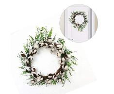 Corona de Navidad, guirnalda de abeto, corona de otoño, corona para puerta, decoración de Navidad, corona de Adviento, artificial, flores de paja para fiestas de Navidad E-46cm Wie Foto