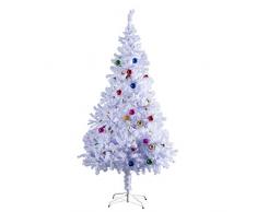 HomCom Arbol de Navidad Blanca Φ85x150cm con Adornos
