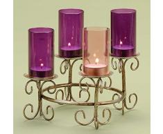 Oro anodizado Corona de adviento con chimeneas de cristal