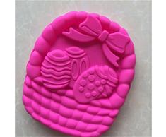 MKNzone 1 Moldes de Silicona DIY, Tartas, Chocolate - Cesta de Huevos de Pascua Creativa, Bandeja de Horno, Entrega de Color Aleatorio(28 X 24 X 4.5 cm)