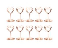 janou Mini forma de corazón soporte de titular de la tarjeta de lugar Memo Foto Nota Clip para Boda Fiesta Decoración Pack 10pcs (oro rosa)