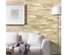 wodewa Paneles de Madera para Pared Roble Rústico I 1m² Revestimiento de Paredes 3D Panel Decorativo Madera Interior Sala de Estar Cocina Dormitorio Mural I Natural