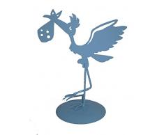 Figura de Pastel Metálica Cigüeña AZUL - Figuras para Bebé AZUL de Metal BabyShower, Tartas, Recién Nacidos, Bautizos, Niños
