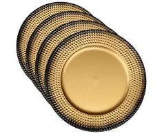 COM-FOUR® 4x Placa de asiento de plástico color oro - Platos de corona de adviento para Navidad - Platos decorativos para bodas y celebraciones familiares