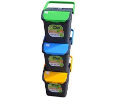 Cubo de reciclaje ecológico 35 L, color gris y amarillo