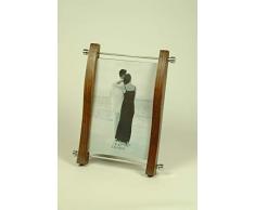 CAPRILO. Set de 2 Marcos de Fotos Decorativos de Madera y Metal Borde Curvo Portarretratos. Portafotos, Regalos Originales de Comunión y Bautizos. Decoración Hogar. Foto 13 x 18 cm. IB 8