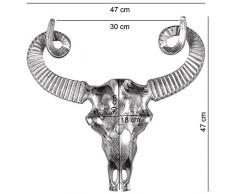 Wohnling wl1.634 – Cornamenta de decoración (Aries M de aluminio decoración de pared pared escultura Metal 47 x 10 x 47 cm, Plata