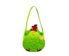 HAAC Deko Fieltro cesta Pascua Pascua cesta Nido con Gallina Corazón y asa color verde 20 cm x 18 cm