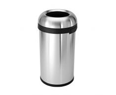 simplehuman, cubo circular abierto, acero inoxidable cepillado de gran espesor, 60 L