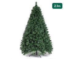 SALCAR Árbol de Navidad de 210 cm, Árbol Artificial con 868 Puntas, ignífugo, Abeto, construcción rápida Incl. Soporte para árbol de Navidad, Navidad decoración Verde 2.1 m