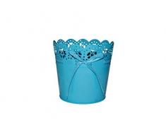 Set de 5 Cubos Decorativos de Metal Azul. Maceteros. Jardineras. 18 x 16,5 cm