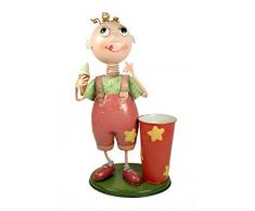 Figura Decorativa de Metal con Macetero "Niño con Helado". Decoración Jardín. Adornos y Esculturas. 29 x 22 x 56 cm.