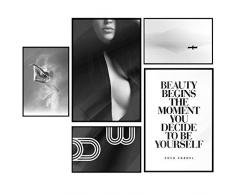 murando Poster Conjunto de 5 Carteles Colección de Posters Cuadro Impresos Póster con Motivos Artísticos Galería de Pared Serie de Carteles Mujer Dance Beauty Coco Chanel Abstracto Paisaje Citas