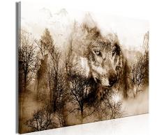 murando Cuadro Lobo 90x60 cm - Impresion en Calidad fotografica - 1 Parte - Cuadro en Lienzo Tejido-no Tejido - Montanas Paisaje Naranja Marrón g-A-0140-b-c