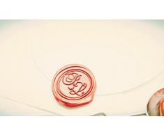 MNYR - Juego de dos letras de inicial, diseño vintage personalizado, logotipo de la imagen personalizado, tarjeta de invitación, regalo de Navidad, corazón con sello de cera, sello de madera de palisandro