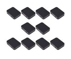 SUPVOX Latas de metal con bisagras vacías rectangulares de 10 piezas mini caja de almacenamiento de hojalata negra portátil 9.5 * 6 * 2.1 cm para dulces píldoras aretes joyería artesanal