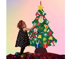 Tenflyer Árbol de Navidad, Árbol de Navidad de Fieltro DIY con 30 Piezas de Adornos para Colgar en la Pared Decoraciones Regalos para niños,Árbol de Navidad de Fieltro DIY