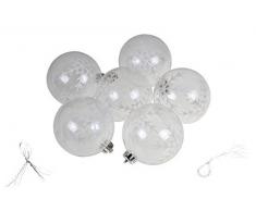 Clever Creations - Set de 6 Bolas para árbol de Navidad - Resistentes a los Golpes - Ideales para Cualquier Estilo Decorativo - Transparentes con Copos de Nieve - 80 mm