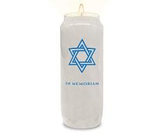 Ner Mitzvah - Vela Conmemorativa de 9 días, Tarro de plástico con Estrella de David, Velas de Pilar de 7 Pulgadas de Alto para Uso religioso, oración, decoración de Fiestas, Vigil y de Emergencia