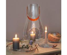Holmegaard Design With Light Linterna con Asa de Cuero, Vela Inextinguible, Soporte para Vela, Vidrio, Transparente, A 29 cm, 4343500