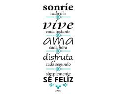 Enkolor Vinilos de Pared PERSONALIZADO Decoración Habitación Casa Adhesivos Decorativos Pegatinas con Frases Sonríe. Colores y Tamaños a elegir.Extensión Garantía - Servicio Vinilo Repara Incluido