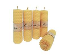 BeeIT 5 x cera de abeja pura, caja de velas de miel enrollada a mano con velas de pilar de cera de abeja natural