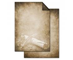 '50 Hojas de papel antiguo Vintage Diseño "Vintage como el papel carta de alta calidad de cumpleaños, Pascua, Navidad & Co.; llano tarjeta, tarjeta de menú, Invitación de la Fiesta...; DIN A4, 100 g, caras.