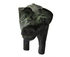 escultura estatua figura el cerdo celtic talismán 8 cm bronce noble patina verde