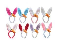 Lurrose 8 Piezas de Orejas de Conejo de Felpa Diademas Orejas de Conejo de Pascua Cintas para El Cabello con Zanahoria Linda Fiesta Favorece El Aro para Niñas Mujeres Niños