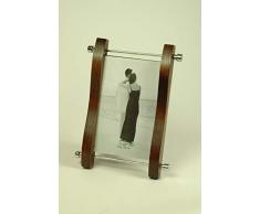 CAPRILO. Set de 2 Marcos de Fotos Decorativos de Madera y Metal Lados Curvos Portarretratos. Portafotos, Regalos Originales de Comunión y Bautizos. Decoración Hogar. Foto 10 x 15 cm. IB 8