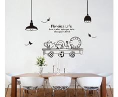 ufengke® Personalizado Taza Pote Vajilla y Platillo Pegatinas de Pared, Cocina Comedor Removible Etiquetas de La Pared/Murales