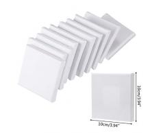 N/A - 10 paneles de lienzo de 10 x 10 cm, tablero cuadrado pequeño de arte para pintura al óleo en blanco 3.93 pulgadas