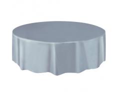 Mantel de Plástico Redondo - 2,13 m - Plata