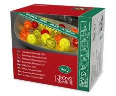 Konstsmide LED guirnalda, de colores bolas de algodón, tamaño pequeño, 16 diodos de luz blanca cálida, 24 V transformador interno, cable transparente 3135-503