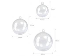 GWHOLE 15 Piezas de Bola de plástico Transparente rellenable para decoración de árbol de Navidad en 4 cm, 5 cm, 6 cm