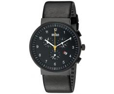 Braun BN0035BKBKG - Reloj cronógrafo de caballero de cuarzo con correa de piel negra