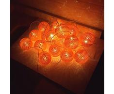 Cadena de Luces para Algodón Bola, Morbuy Batería Decorativas LED Lámpara de Tira Bola Hada Noche Cadenas de Luz Para Bebe Casa Dormitorio Decoración Boda Fiesta De Cumpleaños Navidad Jardines Festivales (1.8M /10 luces, Color de sandía)