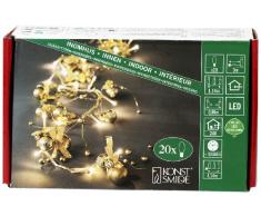 Konstsmide 3190-803 - Guirnalda led para árbol de Navidad (bolas doradas, 20 diodos de blanco cálido, transformador interior de 24 V, 1,1 W, cable transparente)