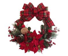 Seasaleshop Guirnalda De Decoración Navideña, Navidad Chimenea Corona Puerta Decoraciones para Fiestas Set 30CM, Guirnalda De Navidad Guirnalda De Flores De Abeto