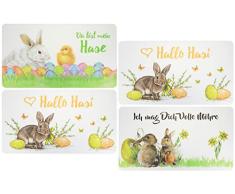 COM-FOUR® mantel individual de 4 partes con motivos de Pascua - mantel individual que se puede limpiar - 44 x 28,5 cm [la elección del motivo varía] (04 piezas)