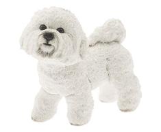 The Leonardo Collection Figura Decorativa de Perro Bichon Frise de la Marca, Piedra, Color Blanco