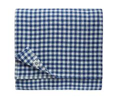 Linen & Cotton Mantel de Tela a Cuadros Guinga Estella - 100% Lino, Blanco Azul (140 x 300 cm) Cubierta de Mesa Festivo para Casa Hogar Comedor Restaurante Cafetería Verano Primavera Pascua Picnic