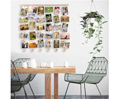 MOVEONSTEP Marcos para Fotos Multi Love Marco de Pared de Madera Decoracion Cuadros para Colgar Fotos 32 Clips