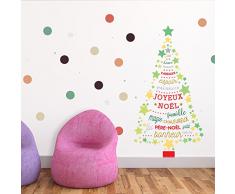 Navidad decoración pegatinas de pared retro Magic Ãrbol de Navidad con citas francés Adhesivos de pared murales sala de estar los niños guarderÃa escuela restaurante Cafe Hotel casa decoración