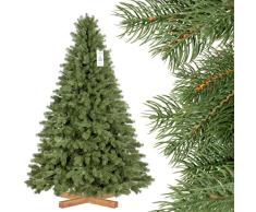 FairyTrees Artificial Árbol de Navidad Picea Real Premium, Material Mix PU y PVC, el Soporte de Madera, 180cm