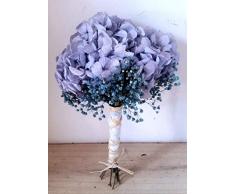 Bouquet de Hortensia natural preservada y paniculata, ideal ceremonia. (azul)